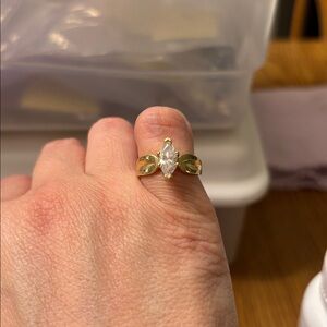 14K Gold CZ Marquise Cut Ring Size 6